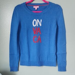 Lilly Pulitzer Blue and Red Crew Neck Sweater
